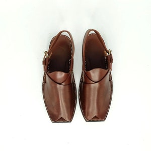 Handmade Leather Men Sandals Peshawari Kaptaan Chappal, traditional chappal image 2