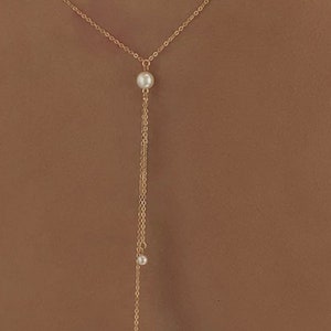 Collier dos perles, collier chute dos or ou argent en acier inoxydable, collier dos perles modèles sur Ateliersdisa image 10