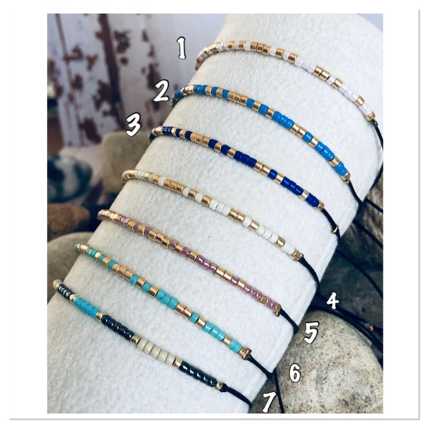 Bracelets minimaliste perles miyuki en laiton or, bracelets perles réglable, bracelet chaine serpentine ...modèles sur Ateliersdisa