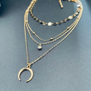 Collier multirang lune, collier à plusieurs rangs style bohème hippie chic plus sur Ateliersdisa image 4