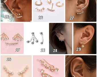 Ensemble boucle d’oreille, ear cuff, anneau oreille, bijoux d’oreilles, manchette, chaînes oreilles couleur or ou argent- Ateliersdisa