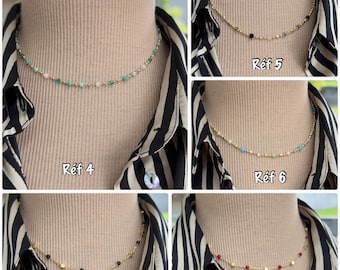 Collier perles multicolore et or, collier fin email multi couleurs et or, collier chocker fin plusieurs couleurs au choix - Ateliersdisa