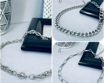 Collier chocker grosse maille ras du cou, bracelet grosse maille plus sur Ateliersdisa