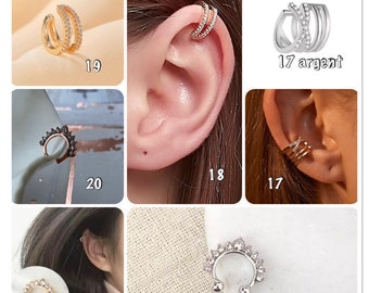 Bague d’oreille strass, manchette oreille strass, bijoux d’oreilles,chaînes oreilles couleur or ou argent plusieurs modèles sur Ateliersdisa