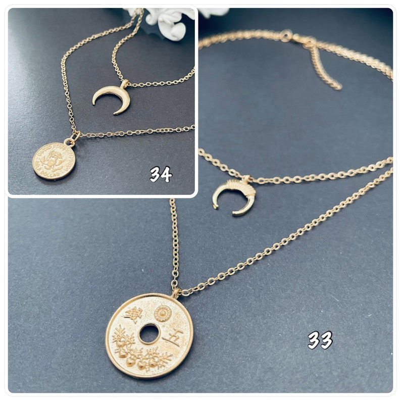 Collier multirang médaille, collier à plusieurs rangs or ou argenté, collier multi-rangs bohème plus de modèles sur Ateliersdisa image 2