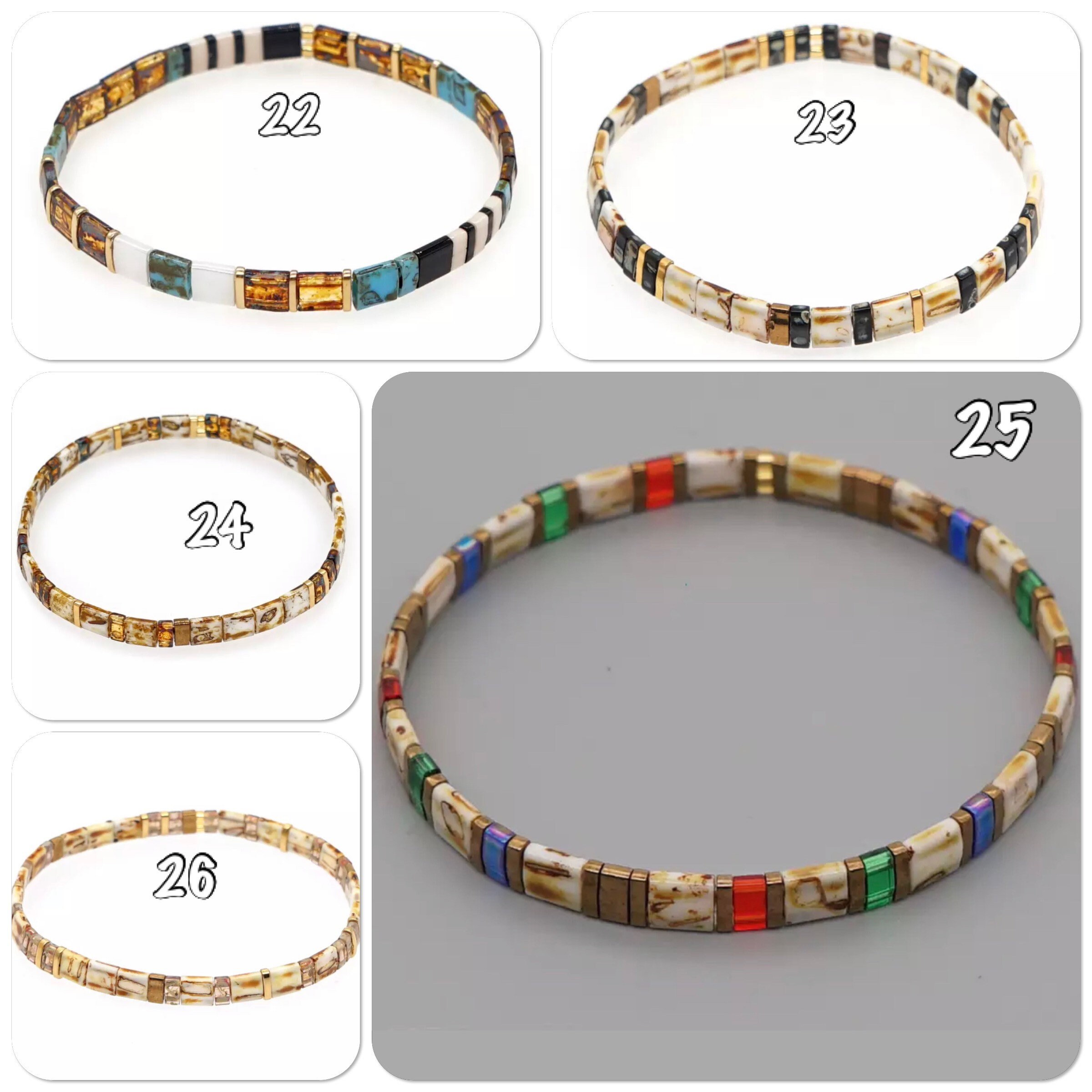 Bracelet élastique perles rectangulaires miyuki tila femme 0223093