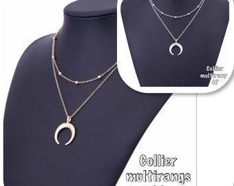 Collier multirangs lune or / collier superposé corne argenté lune, collier à plusieurs rangs bohème plusieurs modèles sur Ateliersdisa