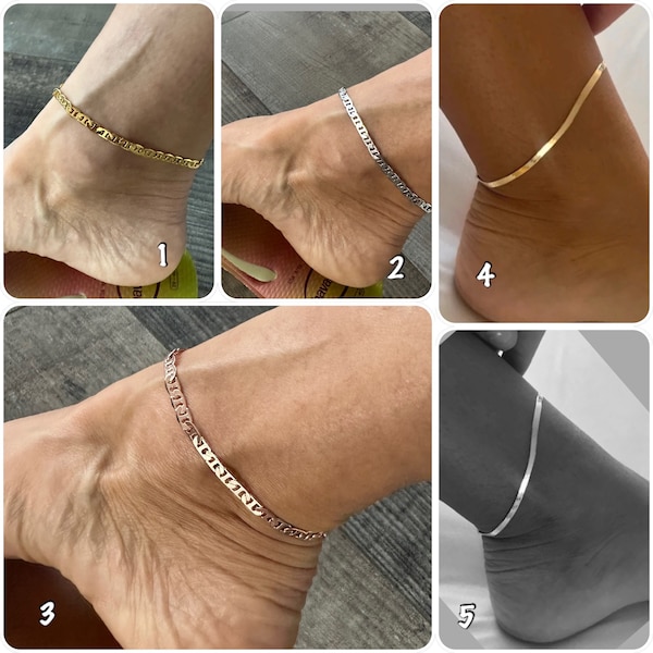 Stainless steel gold anklet, fine gold or silver brass anklet, multicolor fine anklet.