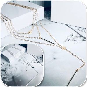 Y-shaped silver multi-row necklace, chocker and Y-shaped multi-chain necklace, all my necklaces on Ateliersdisa