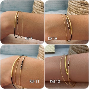 Ultra fine gold miyuki bead bracelets, Miyuki beaded gold bracelet, serpentine chain bracelet...models on Ateliersdisa