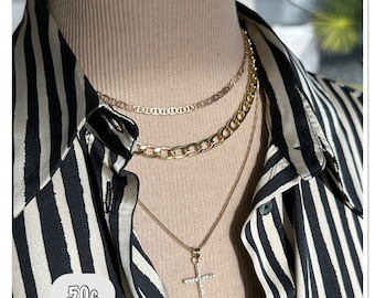Multi-row gold or silver cross necklace, multi-row gold cross necklace - several models on Ateliersdisa