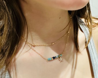 Multi-strand star rhinestone necklace - multi-row star necklace - boho multi-chain necklace and more on Ateliersdisa