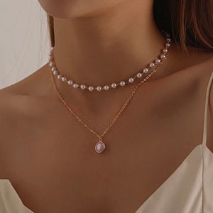 Collier perles 2 rangs , colllier multirangs perles, collier chocker perles Ateliersdisa image 2