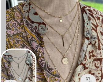 Multi-row medal necklace, multi-chain pendant necklace - multi-row necklace on Ateliersdisa