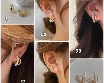 Rhinestone ear cuff earring set, ear jewelry, ear cuff, gold or silver ear chains - Ateliersdisa