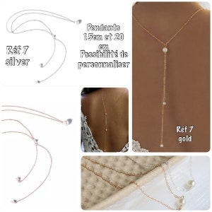 Collier dos perles, collier chute dos or ou argent en acier inoxydable, collier dos perles modèles sur Ateliersdisa image 2