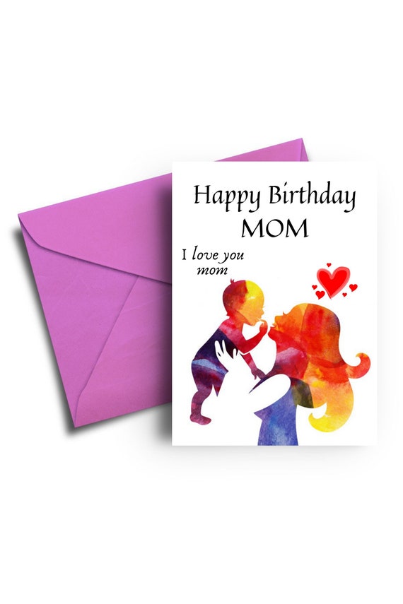Happy Birthday Mom Printable Card Mom Birthday Card Instant