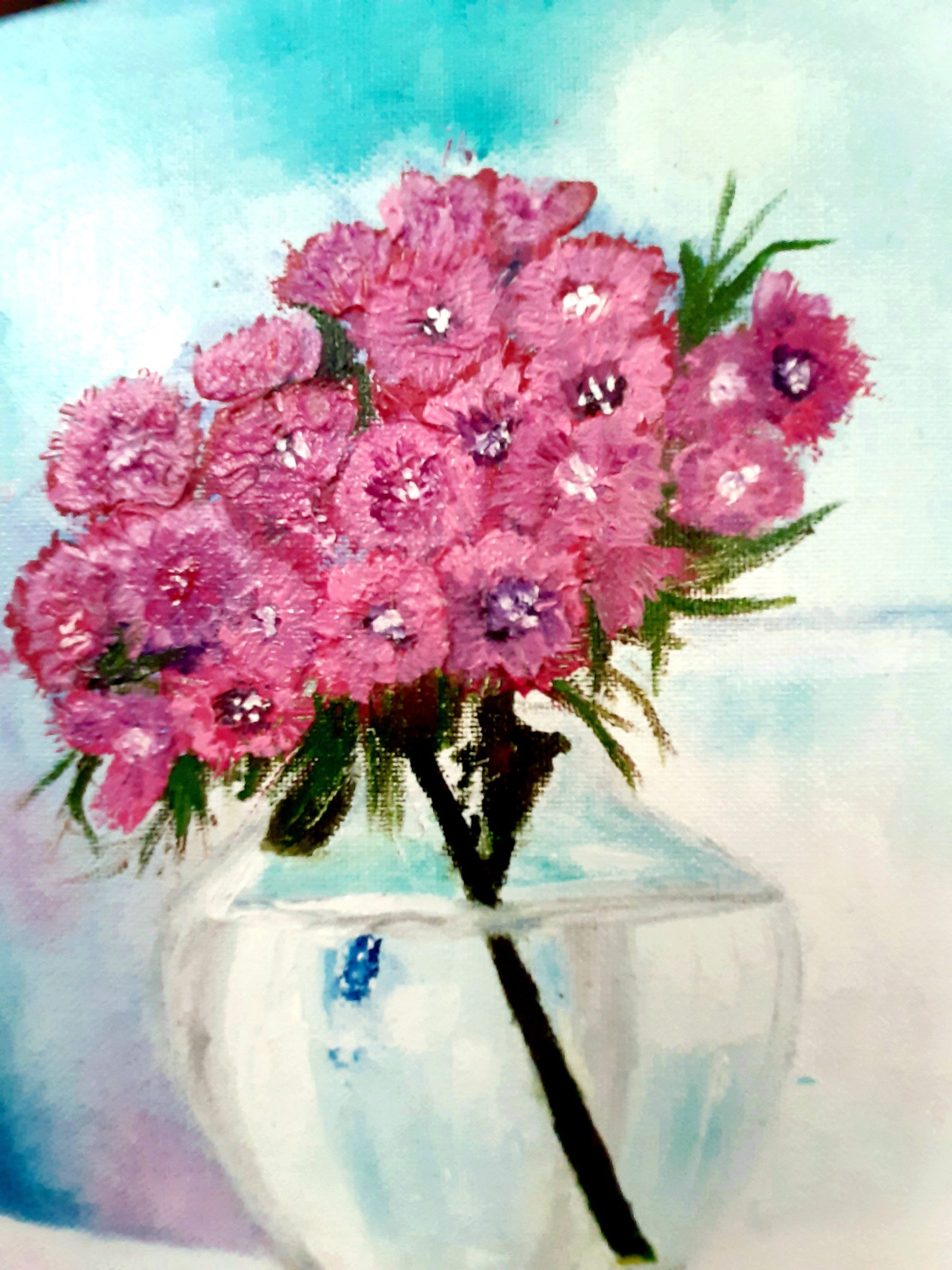Carnation Flowers Painting Original Floral Artwork Flower in a Etsy