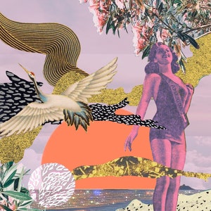 American Beauty - Vintage Inspired Collage Art Print