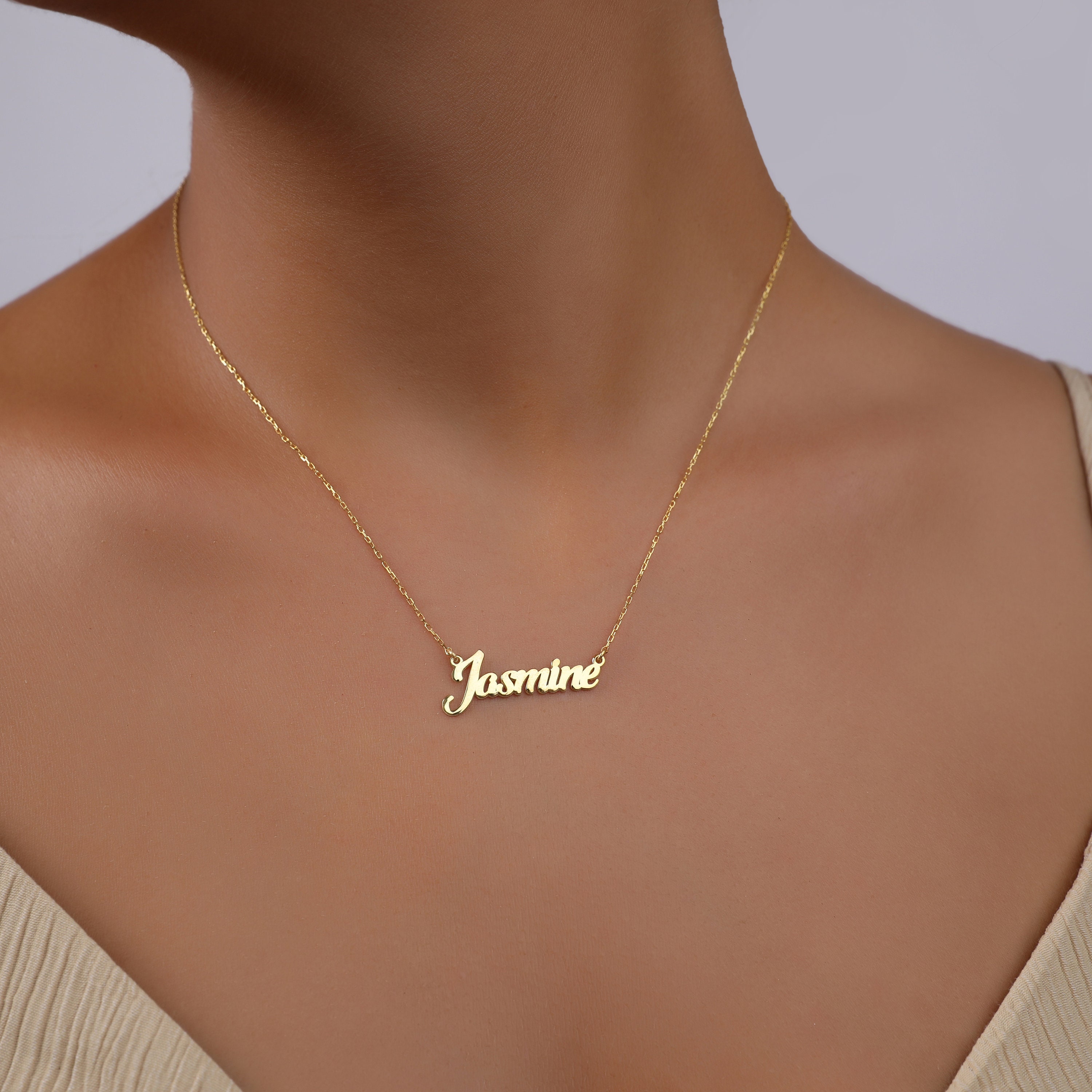 Handmade 14k Solid Gold Name Necklace Name Necklace in Real Etsy