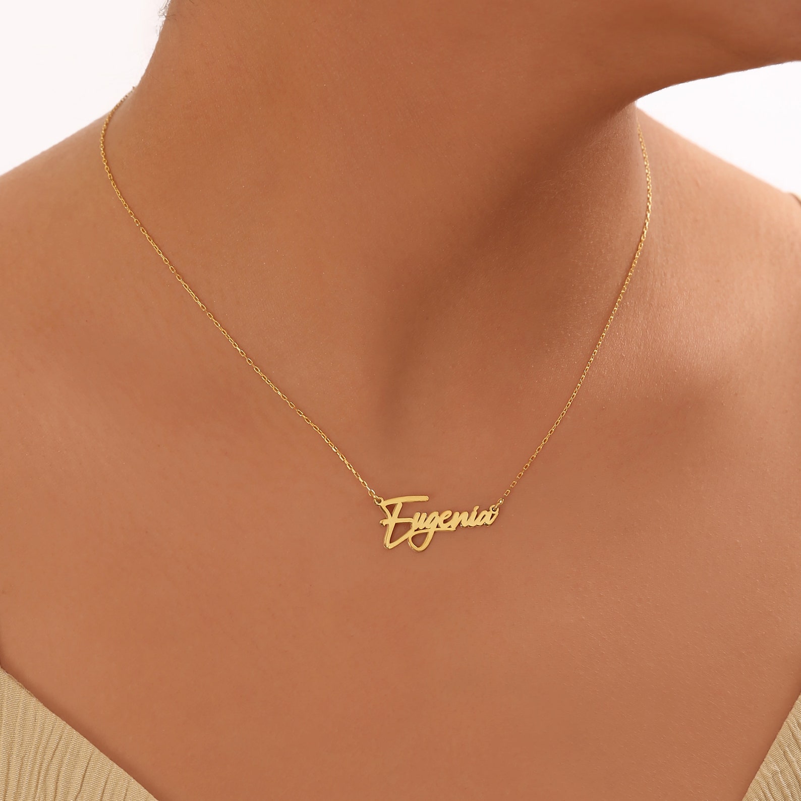 Handmade 14k Solid Gold Name Necklace Name Necklace in Real Etsy