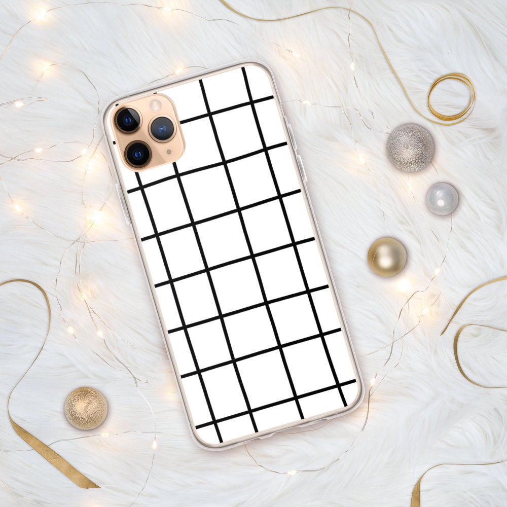 Black and white grid phone case for iphone aesthetic Etsy