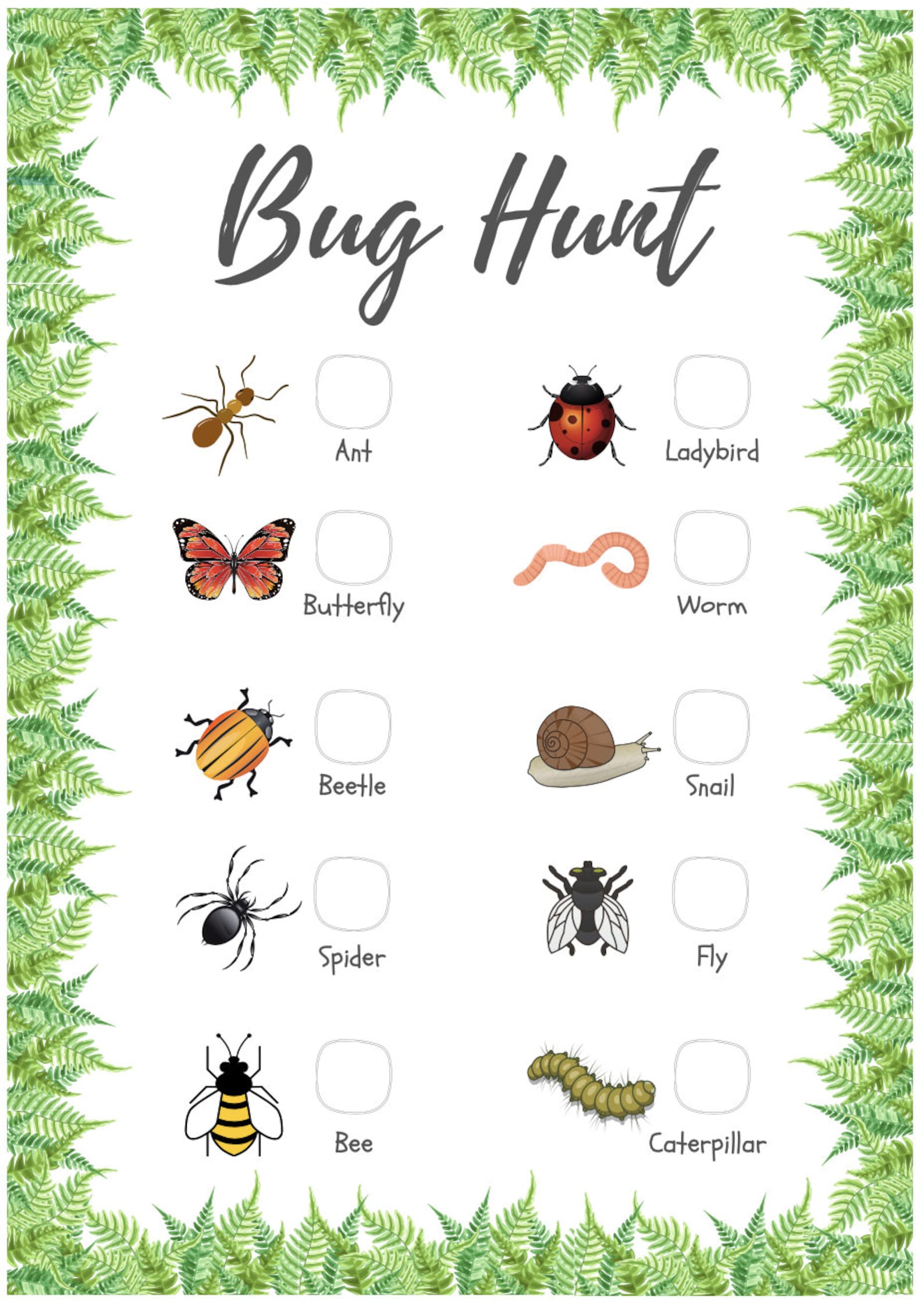Bug Hunt Printable Etsy