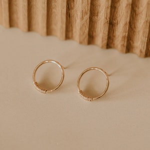 Millie Hoop Earrings | Gold Hoop Earrings | Stud Earrings Gold for Women | Dainty Gold Circle Hoop Stud Earrings