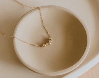 Tiny Gold Ball Necklace | Dainty Gold Bead Necklace | Minimalist Tiny Gold Beads Necklace | Dainty Gold Layering Necklace for Women