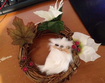 Christmas  wreath with  owl