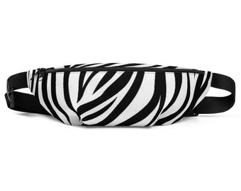 White Sequin Zebra Print Fanny Pack