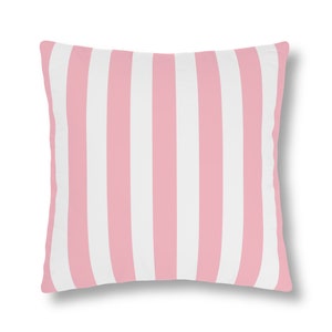 Beverly Hills, Waterproof Pillows, Indoor/Outdoor, Size: 18" × 18", Water and oil repellent, Beverly Hills Hotel inspired, Pink & White