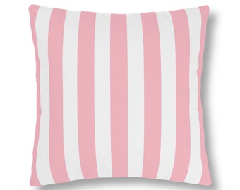 Beverly Hills, Waterproof Pillows, Indoor/Outdoor, Size: 18" × 18", Water and oil repellent, Beverly Hills Hotel inspired, Pink & White