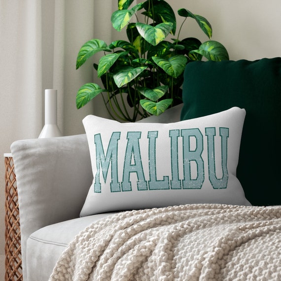 Malibu Almohada lumbar de poliéster hilado, tamaño: 14 20, estampado retro  Malibu, resistente al moho y al agua -  España