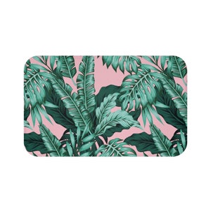 Beverly Hills - Bath Mat, Large, Size: 34" × 21", 100% Microfiber, Anti-slip backing, Pink & Green