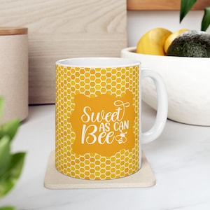 Honeycomb Ceramic Mug: Sweet Bee Lover&#39;s Coffee Cup
