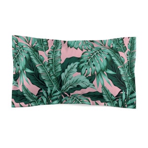 Beverly Hills - Microfiber Pillow Sham, High Quality, Super soft, King size, Pink & Green