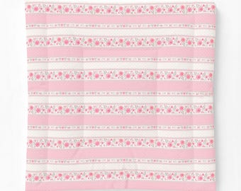 Blush Rose Cottage Cotton Comforter | Lightweight Bedspread | 3 Sizes | 100% Oeko-Tex certified cotton | Pink Floral Stripe