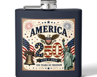 Petaca de acero inoxidable conmemorativa de los 250 años de libertad de Estados Unidos / 1776-2026 (Patriótica)