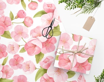 Kirschblüte - Geschenkpapier, 60 x 90 cm, 90 g/m² Kunstdruckpapier, Premium-Glanzpapier, schöne, rosa Blumen, Geschenkverpackung