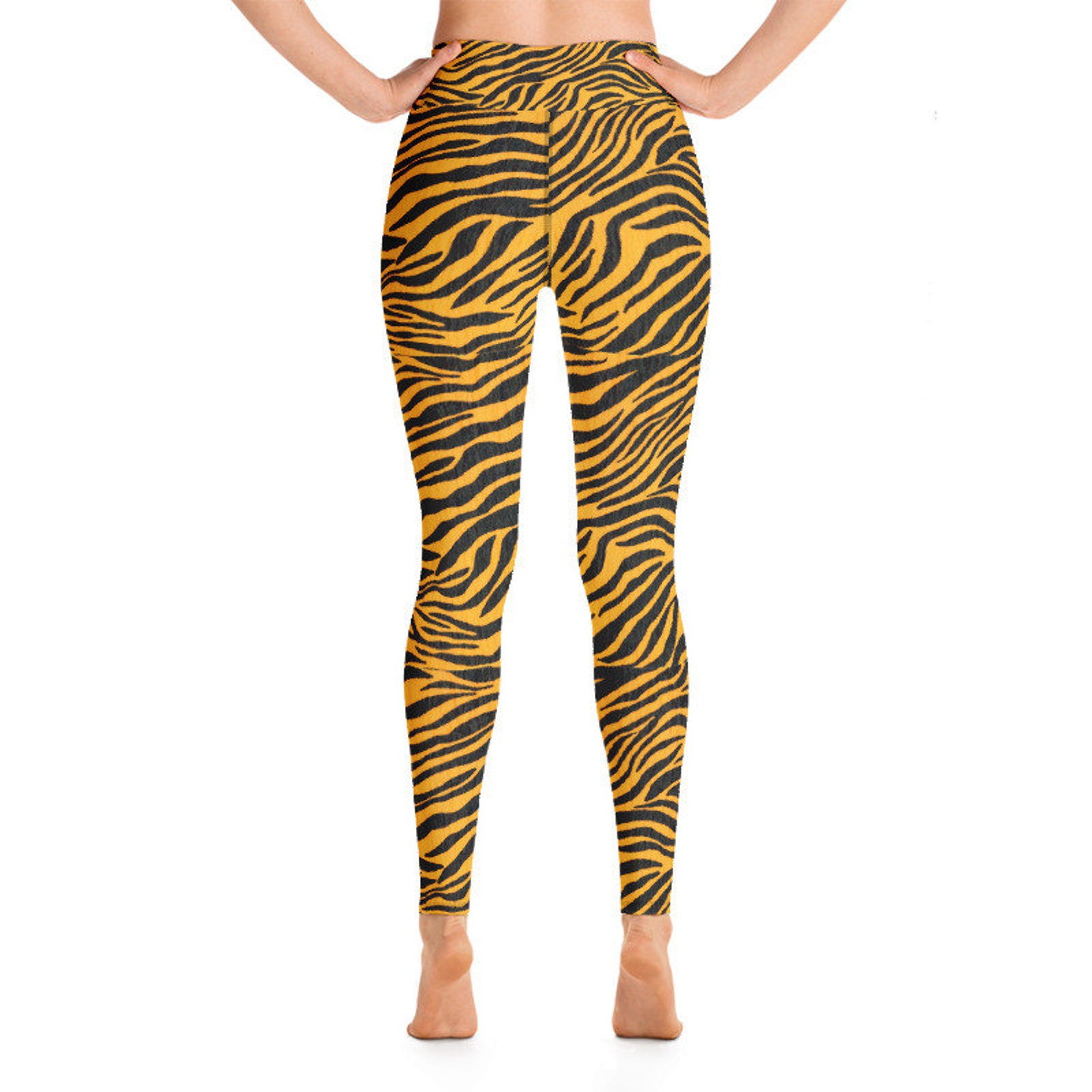 Zebra Yoga Leggings orange and black flattering trendy | Etsy