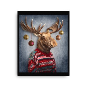 Hipsterkerst - canvas, maat: 16 x 20 inch, eland, met de hand uitgerekt, kleurvast, zuurvrij, pH-neutraal, basis van polykatoen, kerstmis