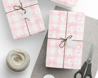 Papel de regalo a cuadros rosas: lazos coquetos, regalos elegantes