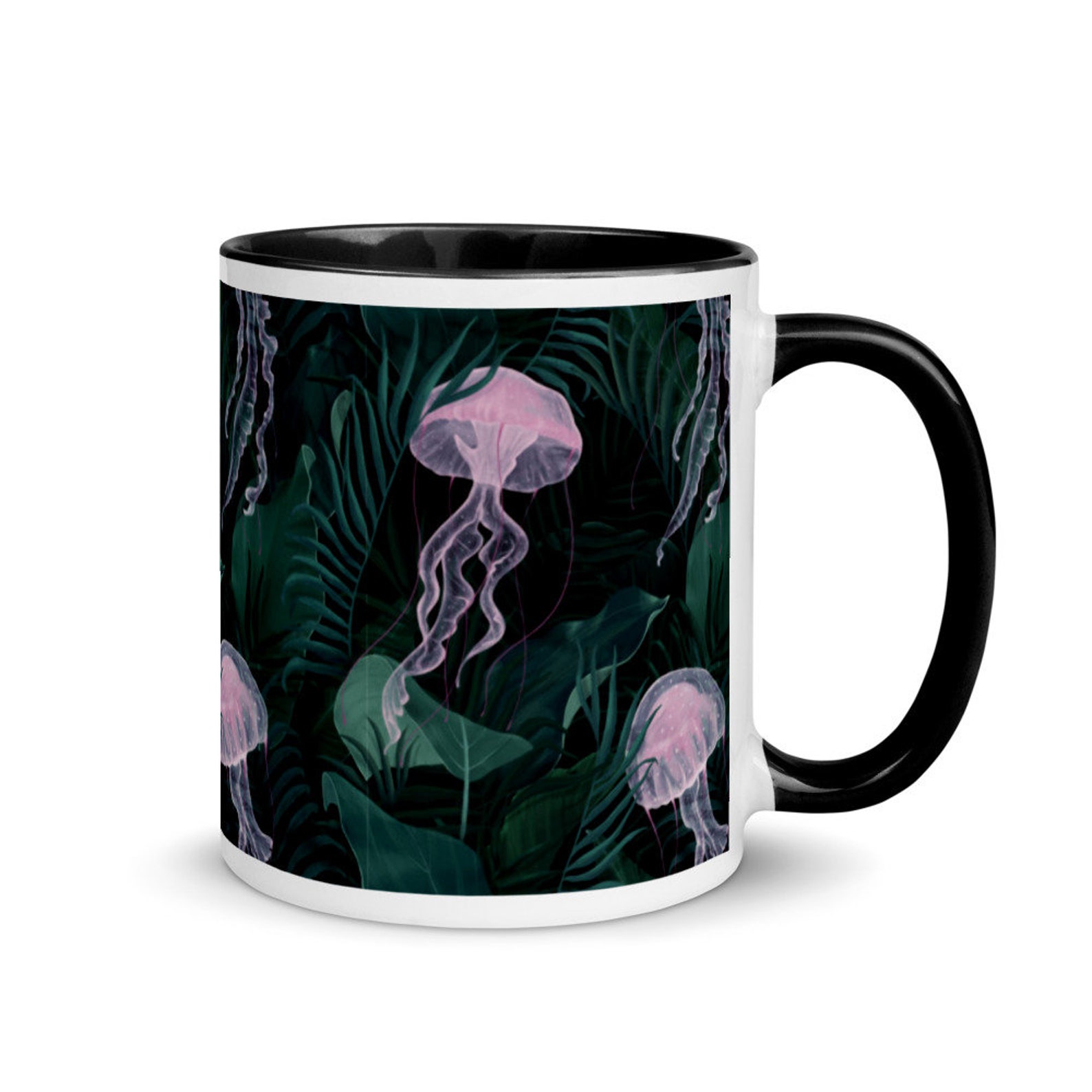 Pink Jellyfish mug Home Decor 2021 subdued tropic | Etsy