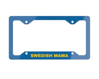 Marco de matrícula metálico "Swedish Mama" / Orgullo escandinavo azul y amarillo