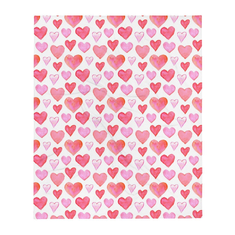 Hearts Throw Blanket soft pink and white girls kids Etsy