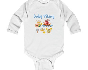 Baby Viking - Infant Long Sleeve Bodysuit, 100% cotton, Classic fit, Tear-away label