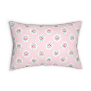 Almohada lumbar de poliéster hilado, tamaño: 20" × 14", estilo Shabby Chic, resistente al moho y al agua, impresión a doble cara, cierre de cremallera oculto
