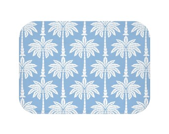 Palm Haven Bath Mat | Blue Tropical Beach Vibe