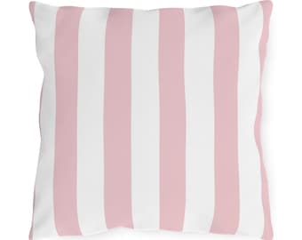 Pink Striped Outdoor Pillow: Water & UV Resistant Patio Cushion